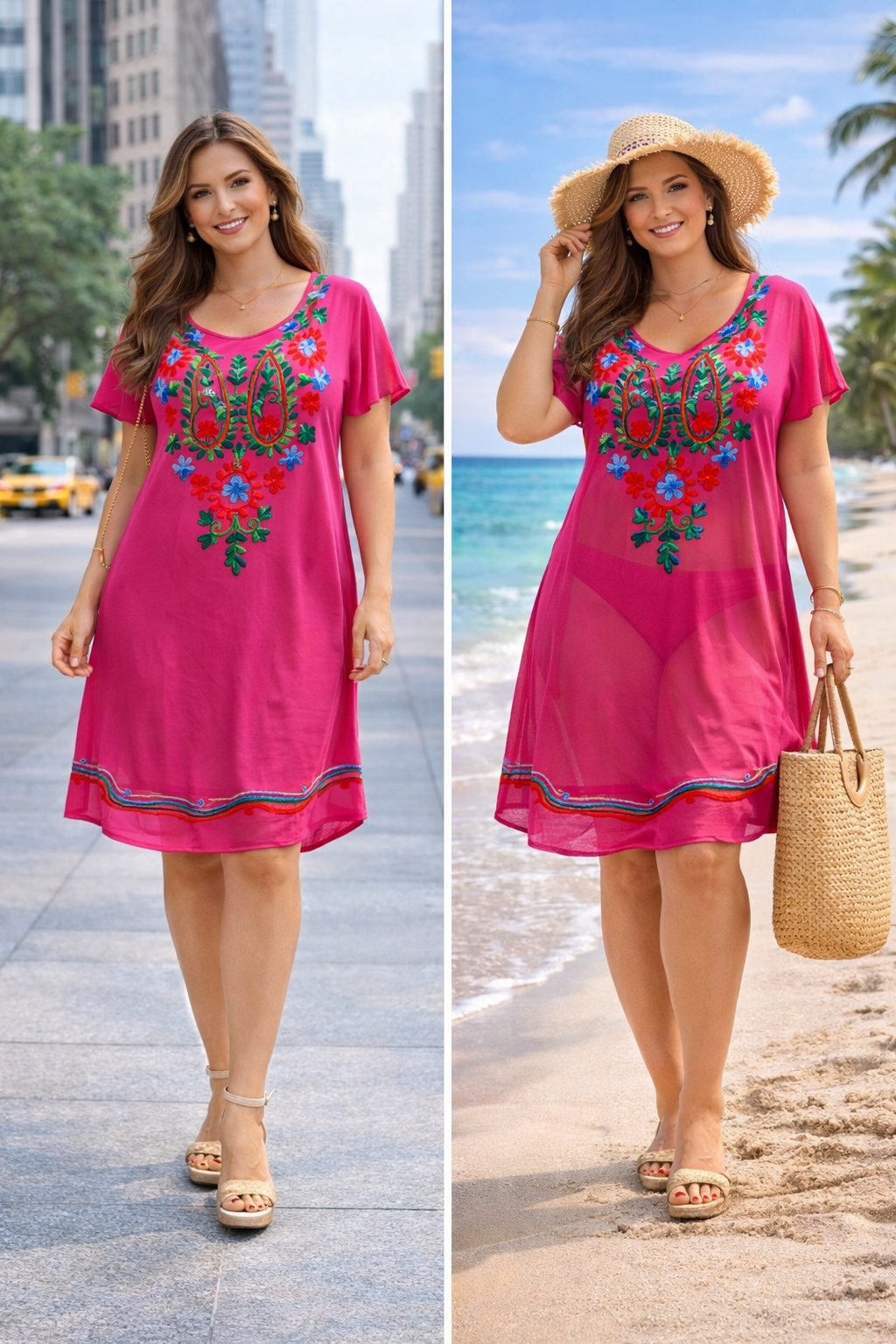 Robe Paréo 2 en 1 — Coton et Polyester | 5 Couleurs | Taille Unique
