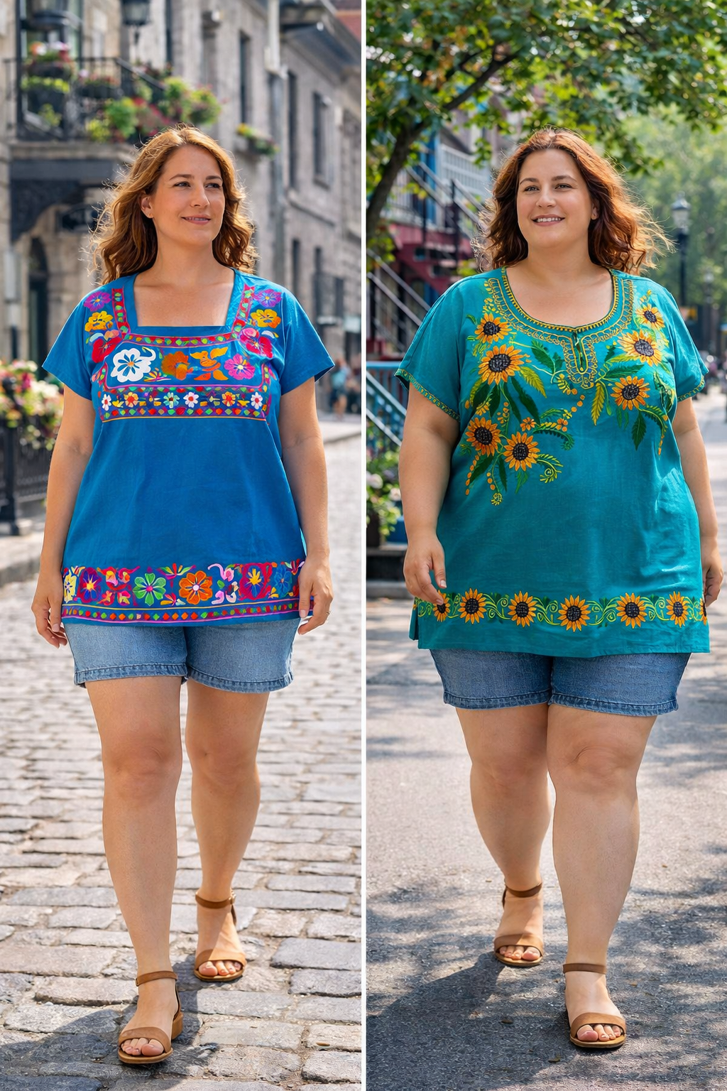 Blouse Tournesol — Imprimé Floral 100% Coton | Vert