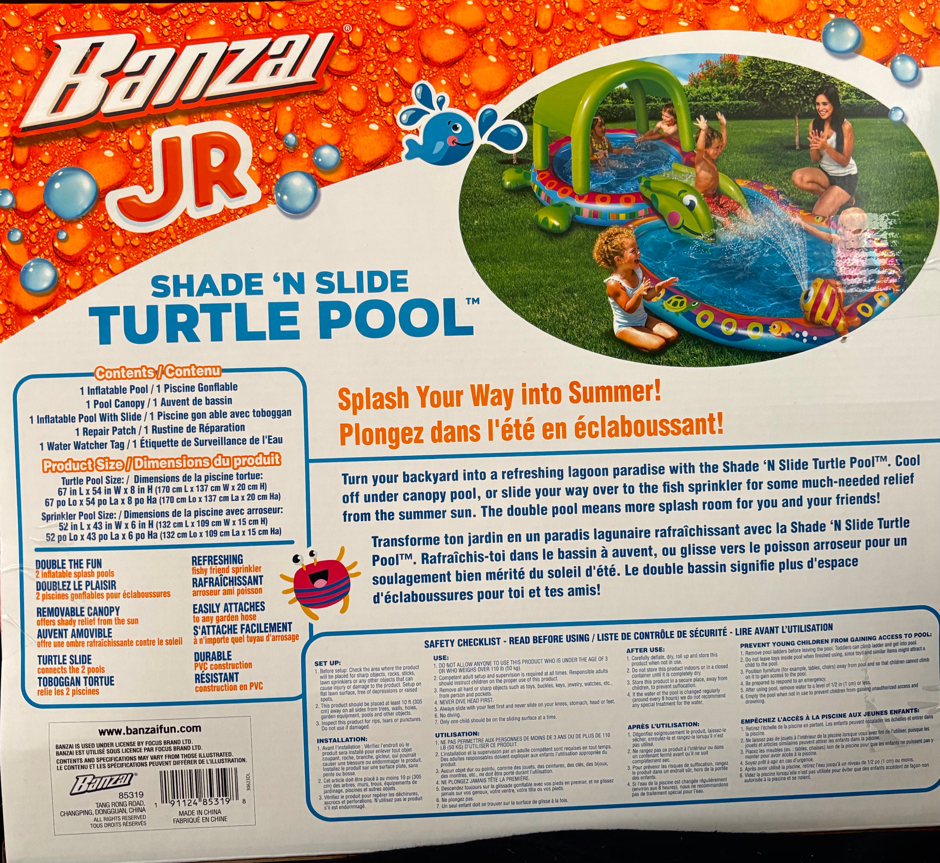 Shade N' Slide — Piscine Enfant Tortue avec Toboggan et Pare-Soleil