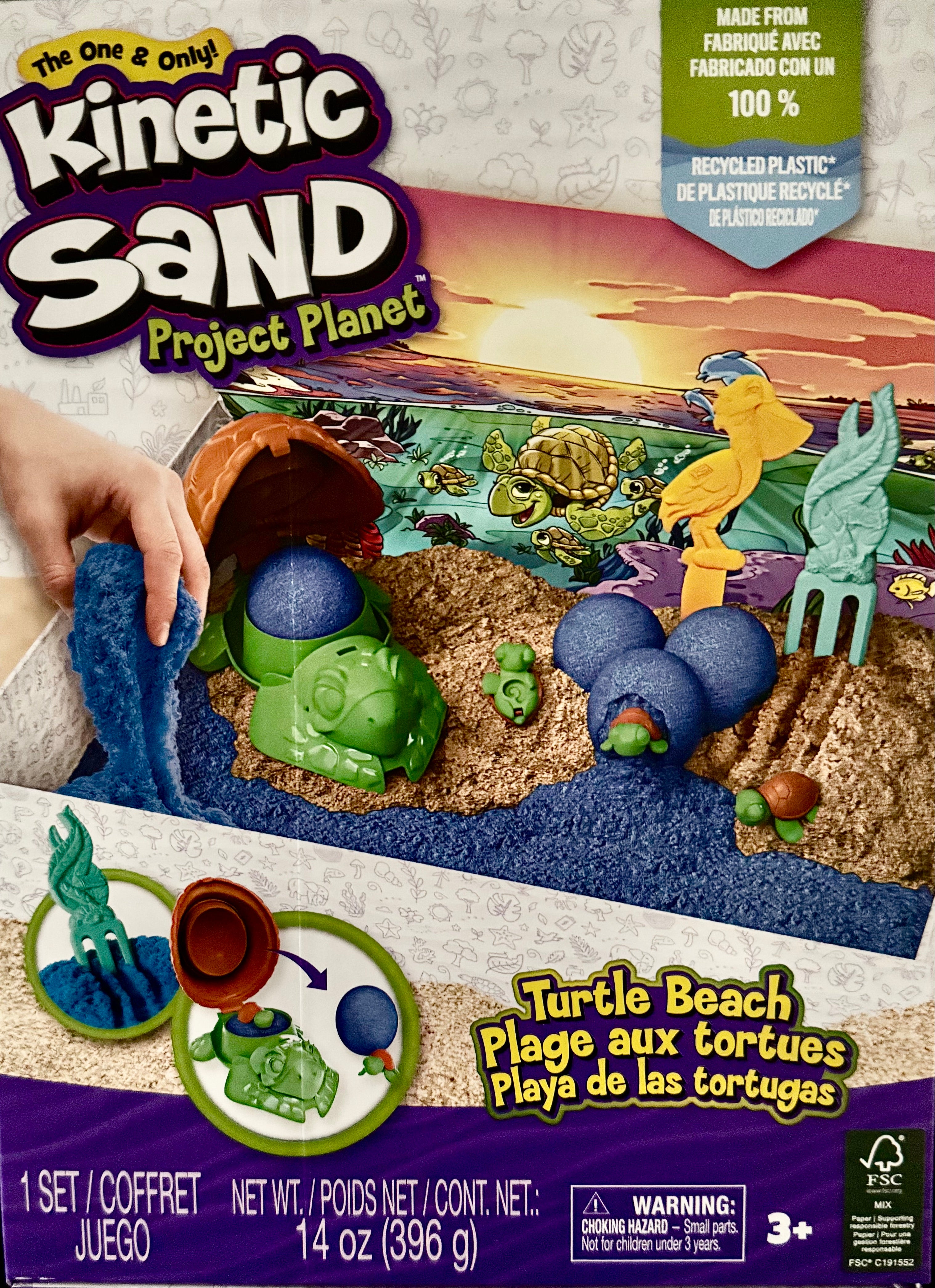 Kinetic Sand Project Planet Turtle Beach — Sable Cinétique 14oz avec Moules et Outils