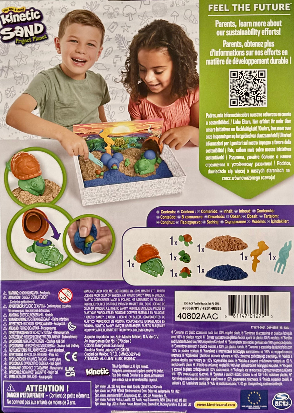 Kinetic Sand Project Planet Turtle Beach — Sable Cinétique 14oz avec Moules et Outils